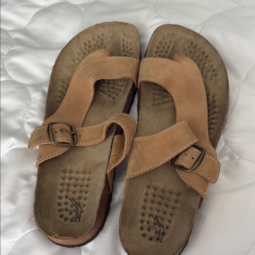 Tan Leather Sandals with Buckle
